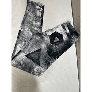 Dona Jo Black White Gray Geometric Yoga Running Leggings Women’s Size‎ 1/S